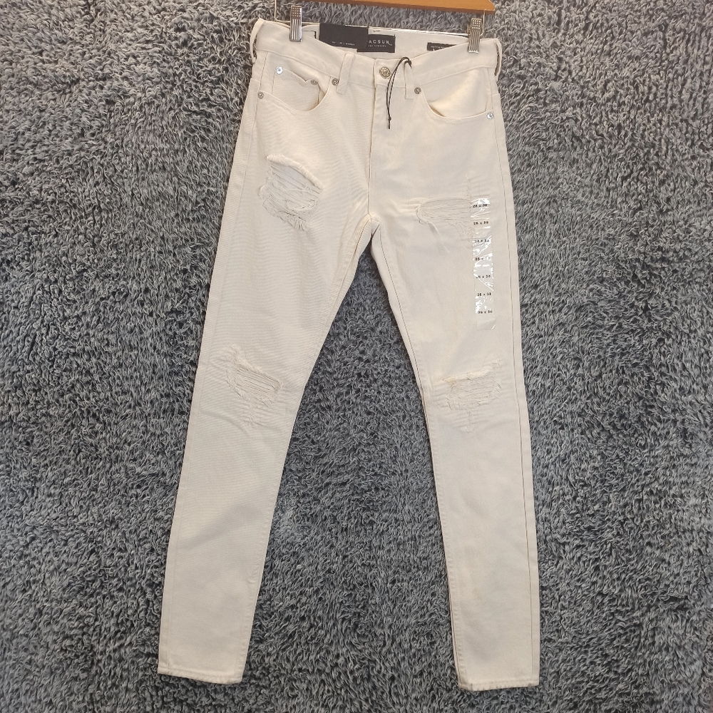 Pacsun Jeans Women 28/30 White Distressed Stacked Skinny Leg Denim